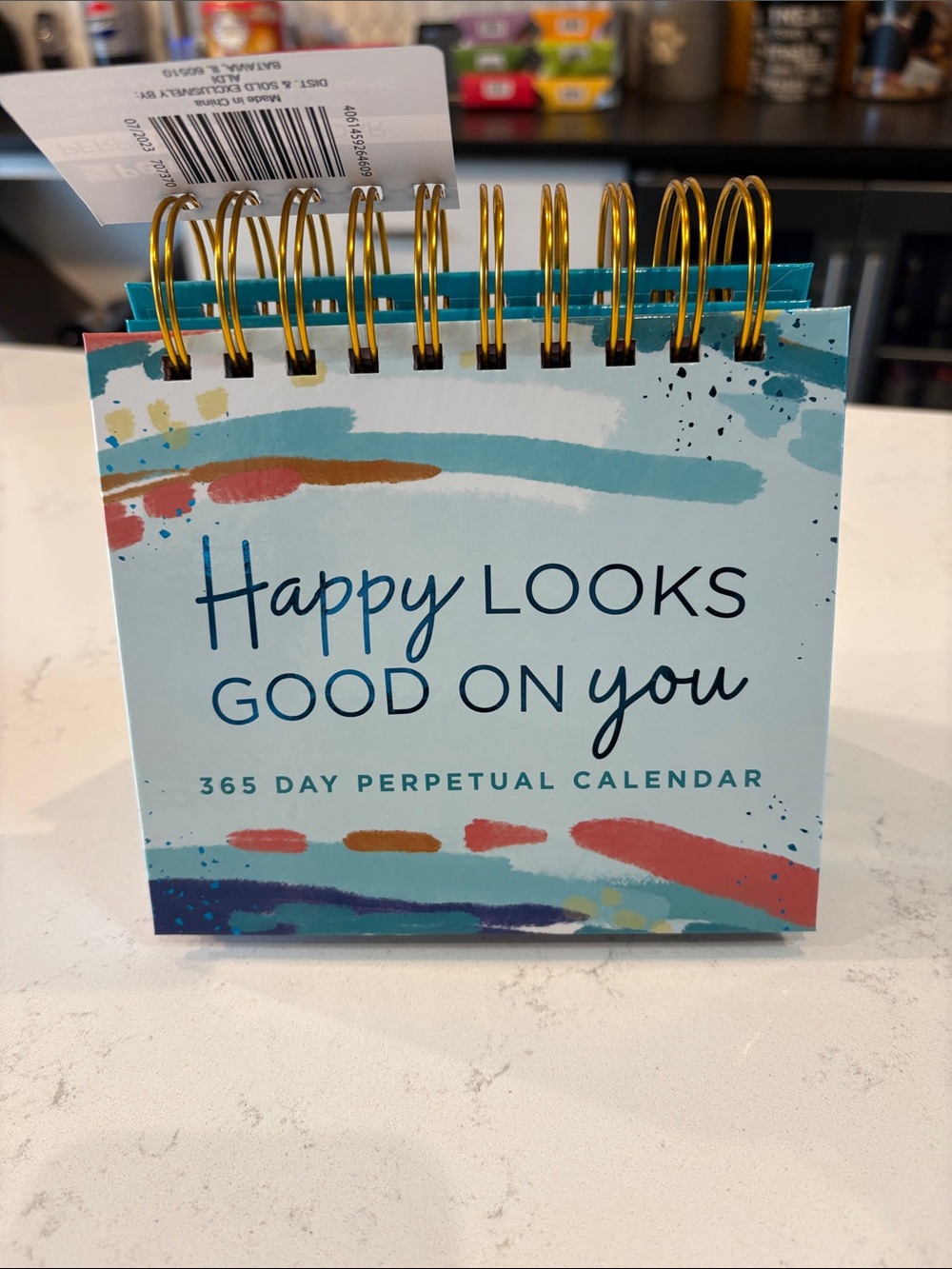 Happy Looks Good On You Perpetual Desk Calendar - Blue Multi